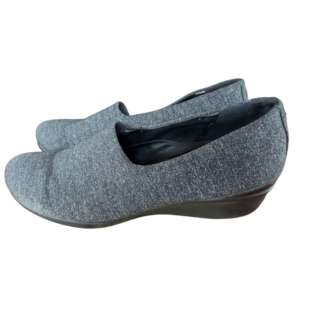 ECCO Felicia Women Grey Fabric Wedge Loafers Slip On Shoes‎ Size 39 US 8-8.5